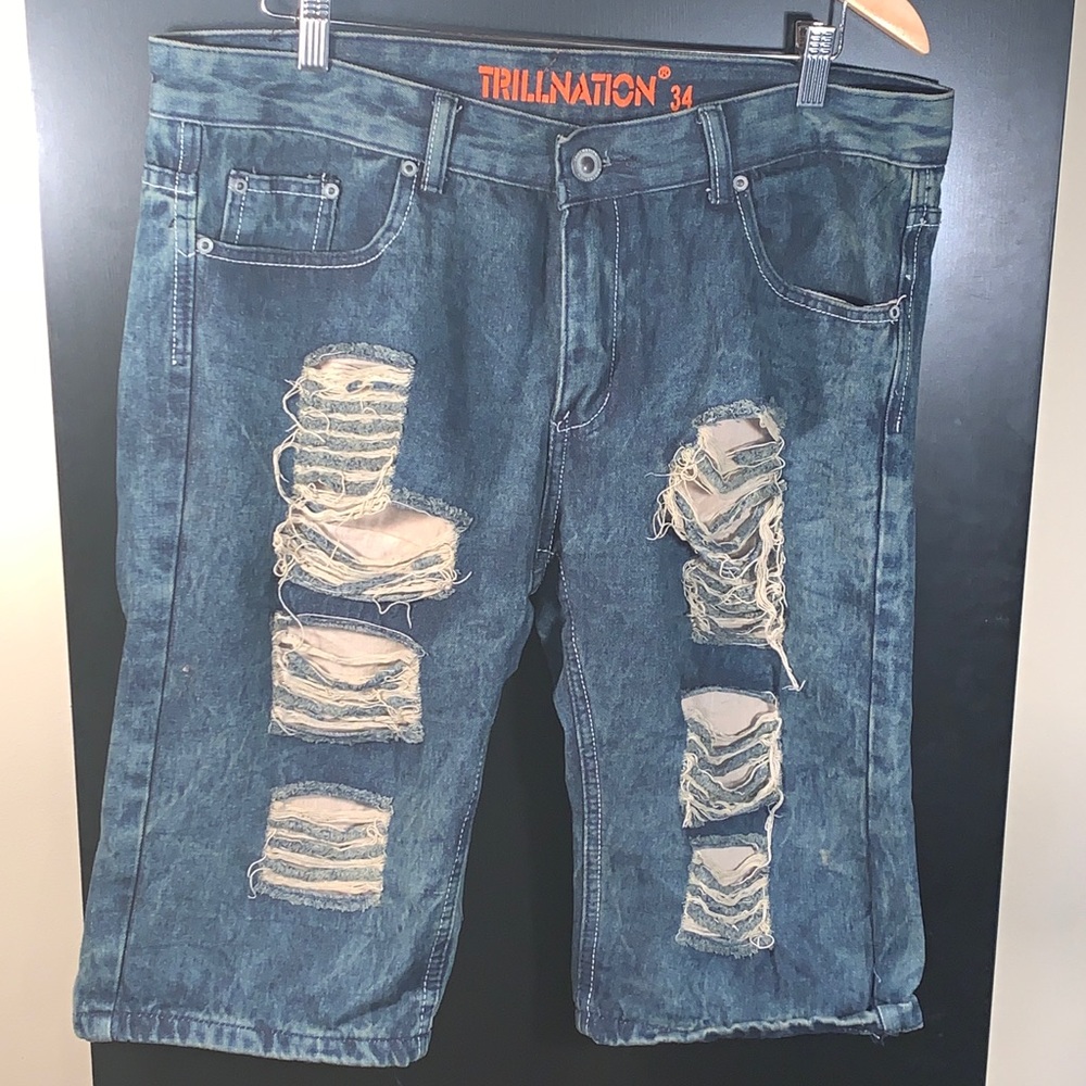 Distressed denim shirts